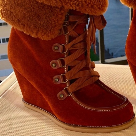 Charles David Shoes - Charles David Cognac Suede Laced Ankle Boots